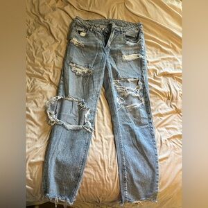 American Eagle Outfitters Light Blue Distressed Straight Leg Jeans